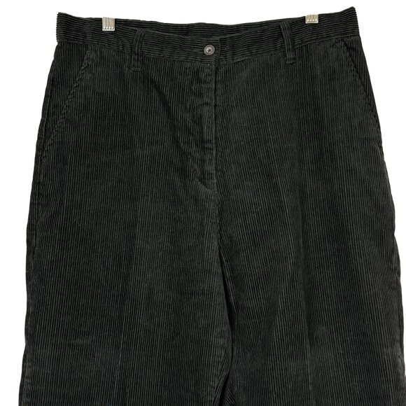 Vtg Woolrich Wide Wale Corduroy Trouser Pants 12 High Rise Bareback Black Cotton - Picture 2 of 11